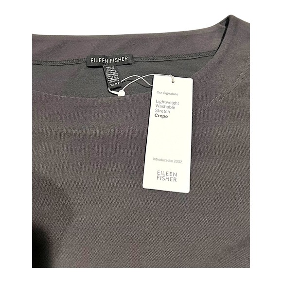 NWT Eileen Fisher Ballet Neck Box Top XS Charcoal Gray Long Sleeve MSRP $188 - Picture 3 of 15